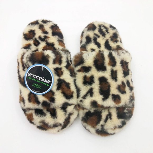 NWT Snoozies Women's Brown & Tan Leopard Slide Slippers Medium 7/8 - Picture 2 of 7